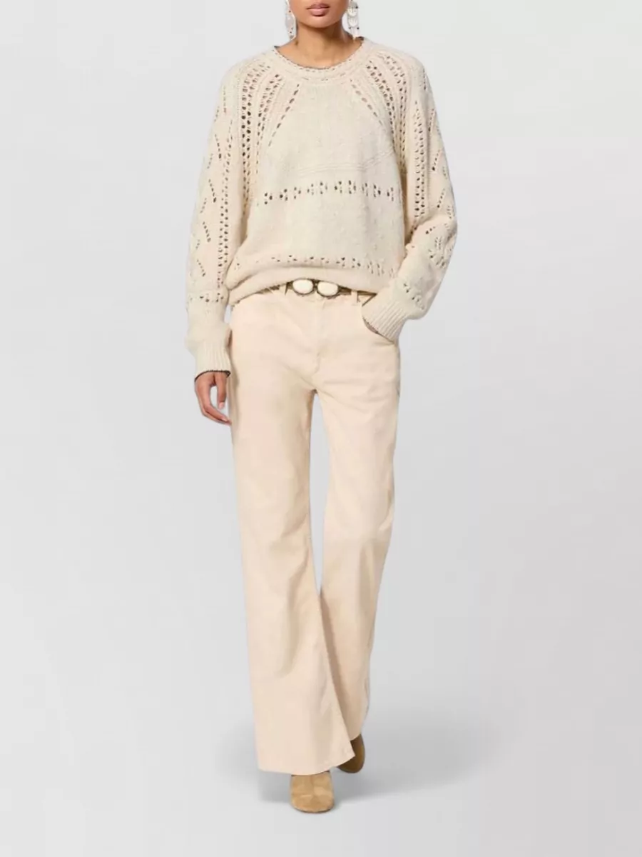 Isabel Marant Etoile Wool Cotton Openwork Textured Knit Sweater
