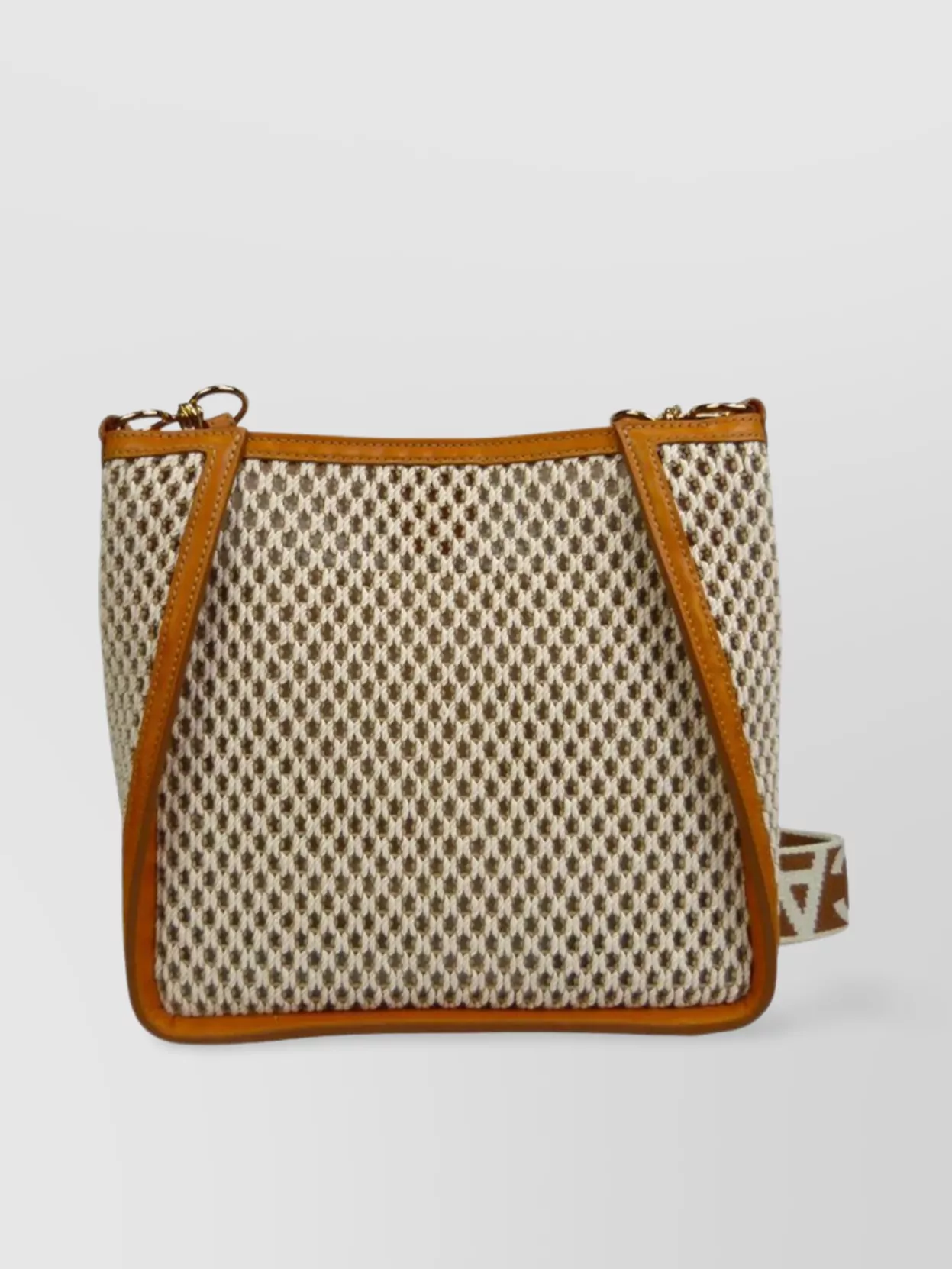 Stella Mccartney Woven Texture Shoulder Bag With Adjustable Strap In Neutral