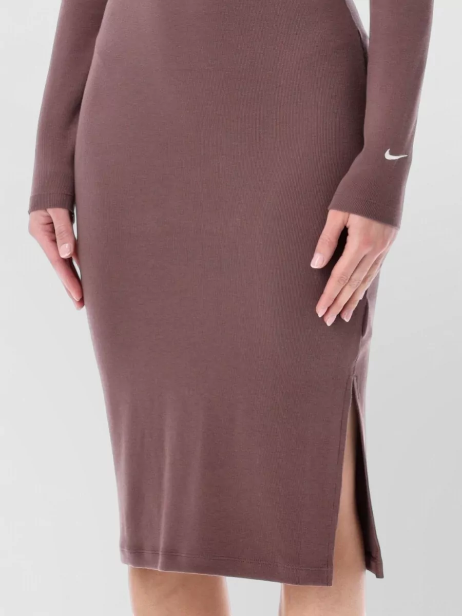 Nike Ribbed Midi Dress Long Sleeves Slit