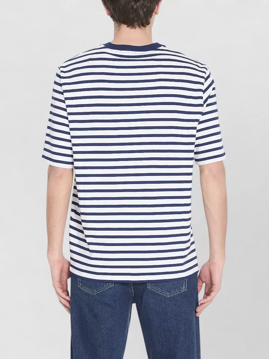 Ami Paris Striped Ribbed Crewneck Boxy T-Shirt
