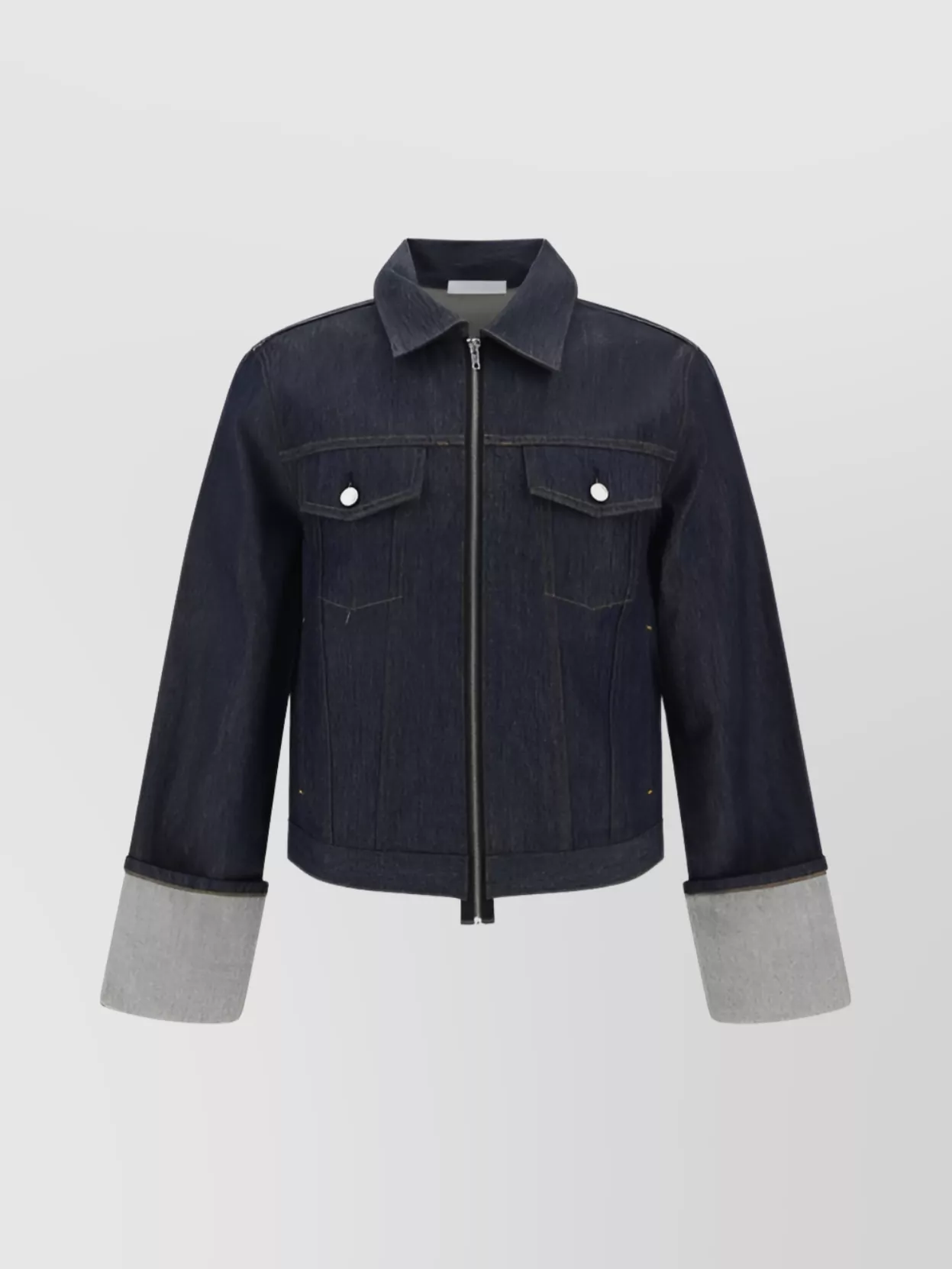 Shop Helmut Lang Cropped Cotton Denim Jacket Pockets
