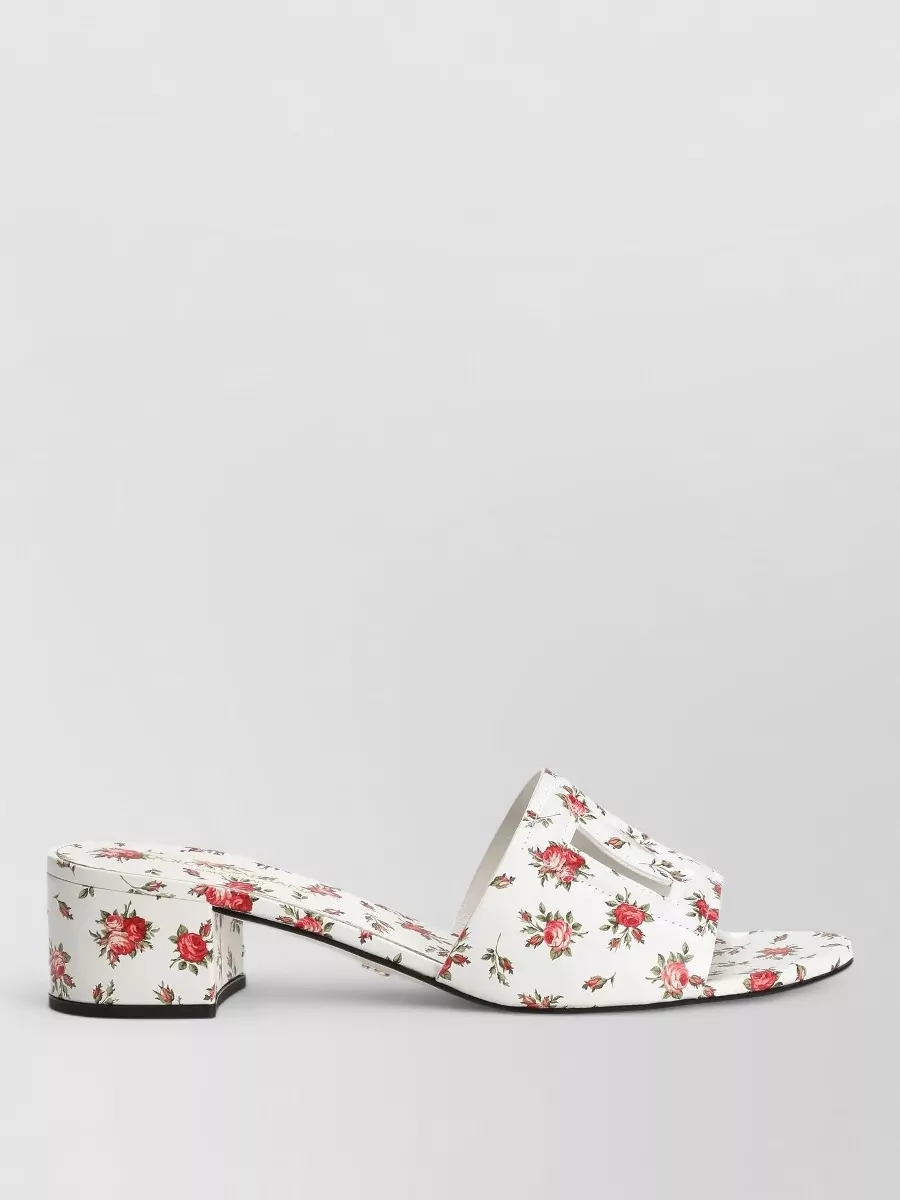 Dolce&Gabbana Leather Floral Print Mules