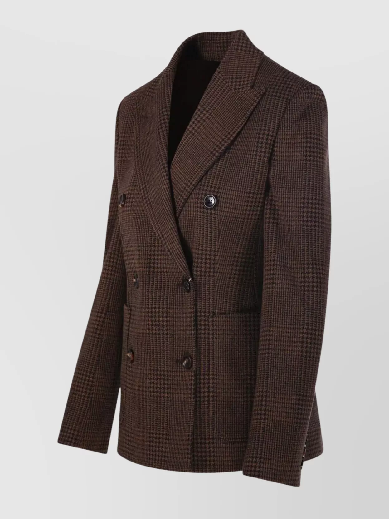 Max Mara Double Breasted Check Pattern Jersey Jacket In Brown