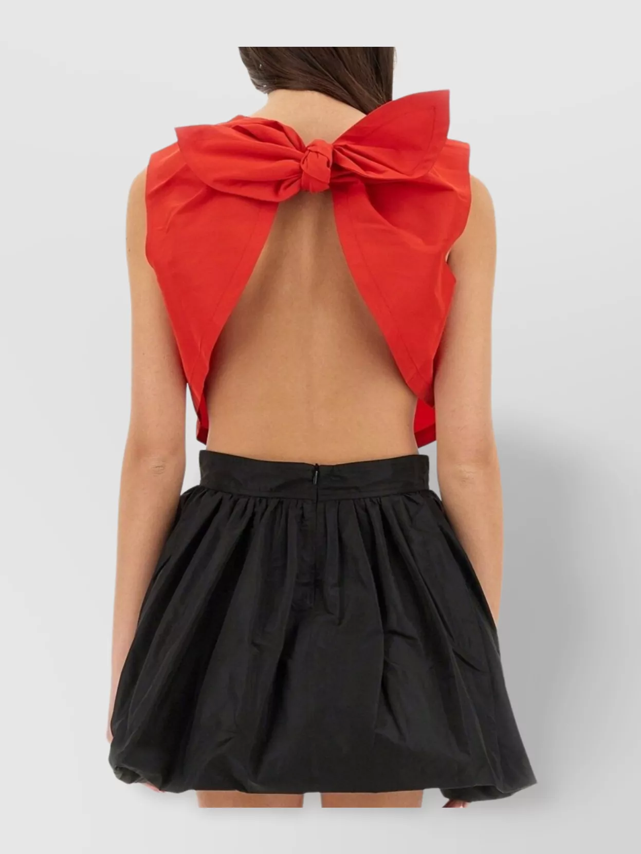 Patou Bow-detail Open-back Faille Crop Top
