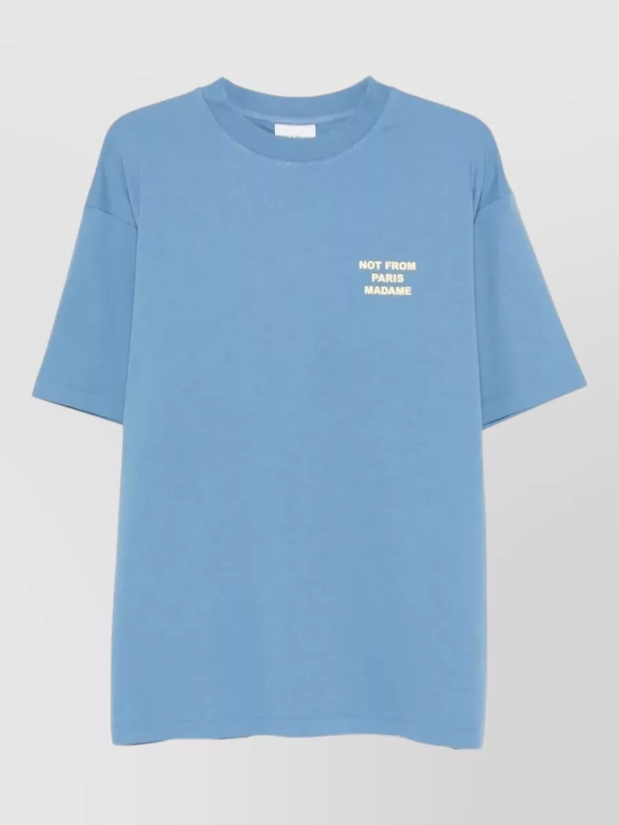 Drôle De Monsieur Slogan Text Graphic Print Crew Neck T Shirt