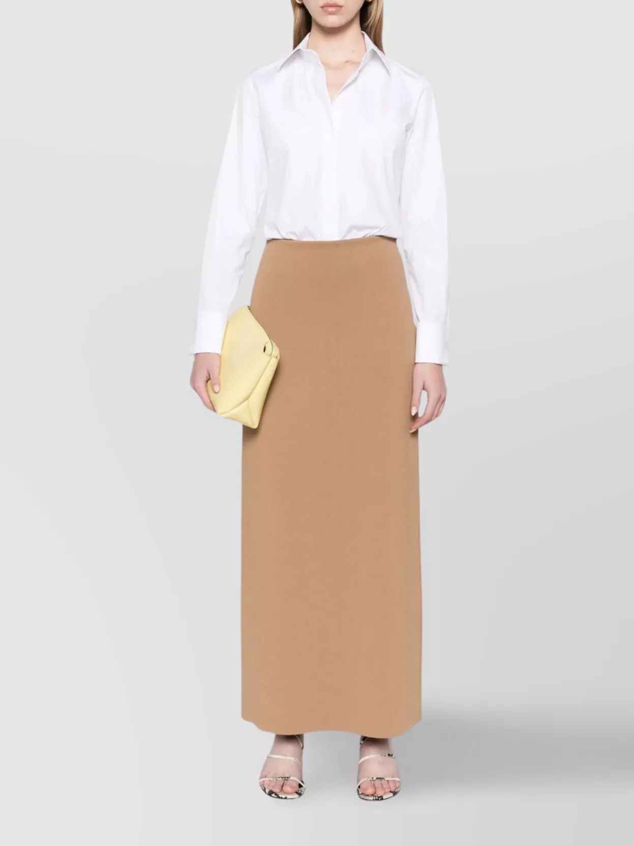 Max Mara Fitted Waist Long Sleeve Top With Collar In White