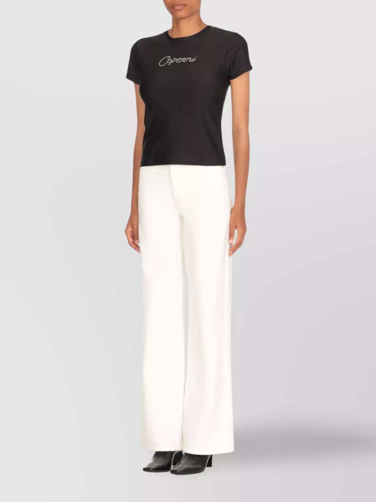 Coperni Crew Neck Rhinestone Embellished Short Sleeves Top