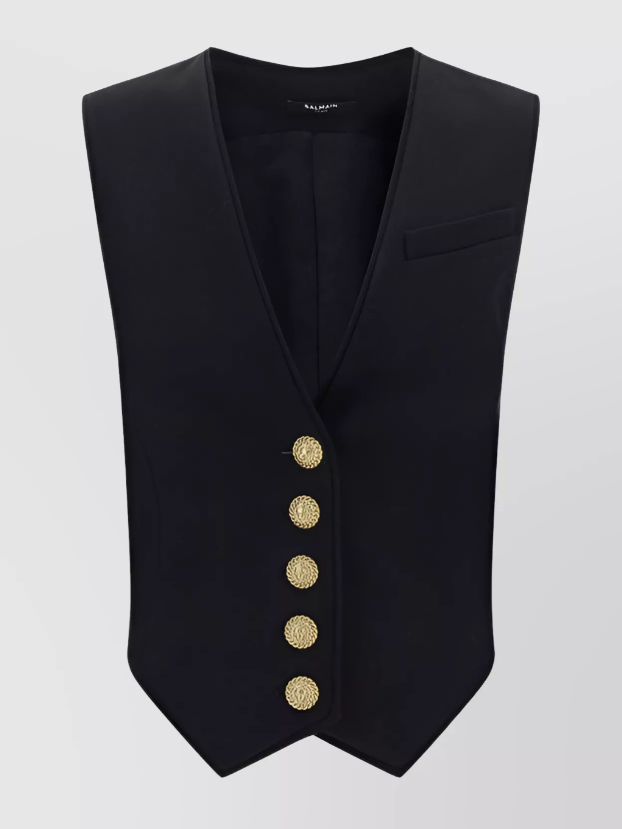 Shop Balmain Decorative Buttons Wool Vest