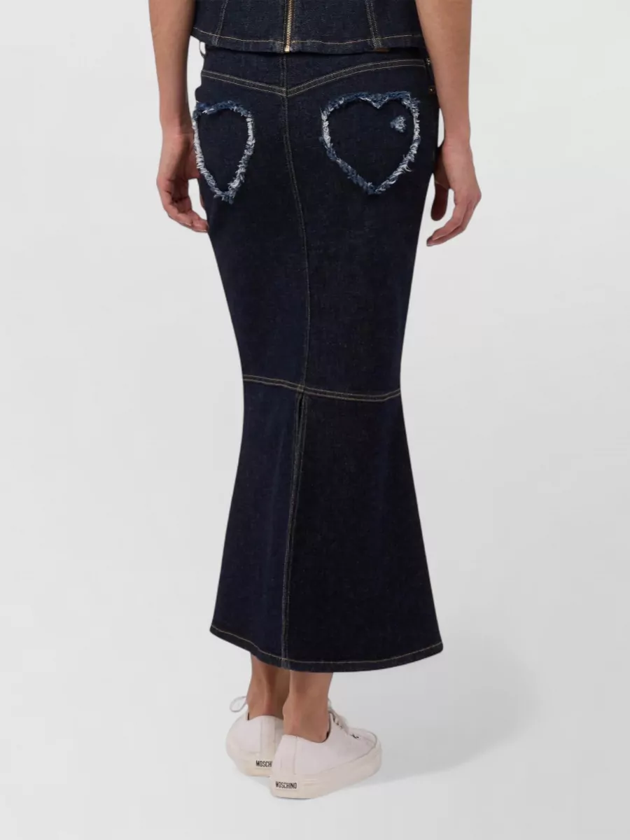 Moschino Paneled Denim Knee-Length Skirt