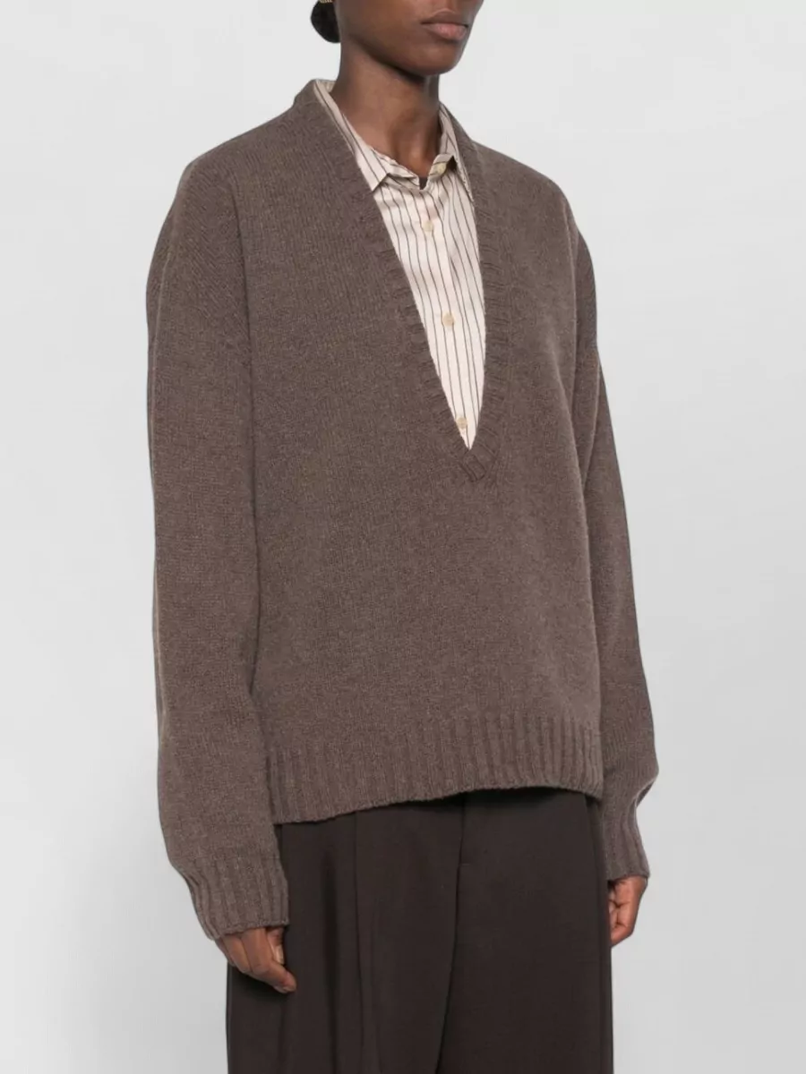 Alysi Cashmere-Blend Chunky-Knit V-Neck Jumper