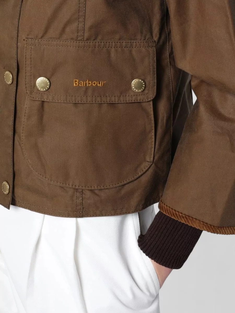 Barbour Waxed Cotton Cropped Single Breasted Coat
