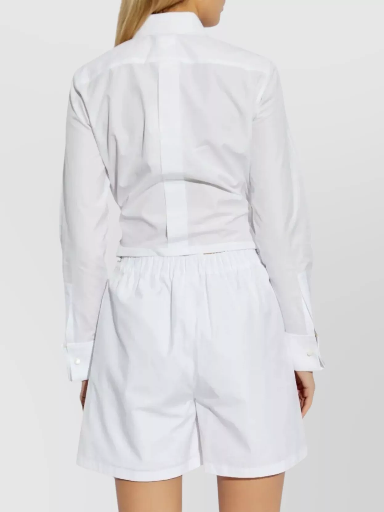 Max Mara Shortened Silhouette With Elastic Waist And French Collar In White