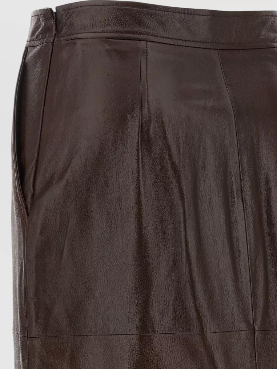 S Max Mara Leather Paneled Knee-Length Pencil Skirt