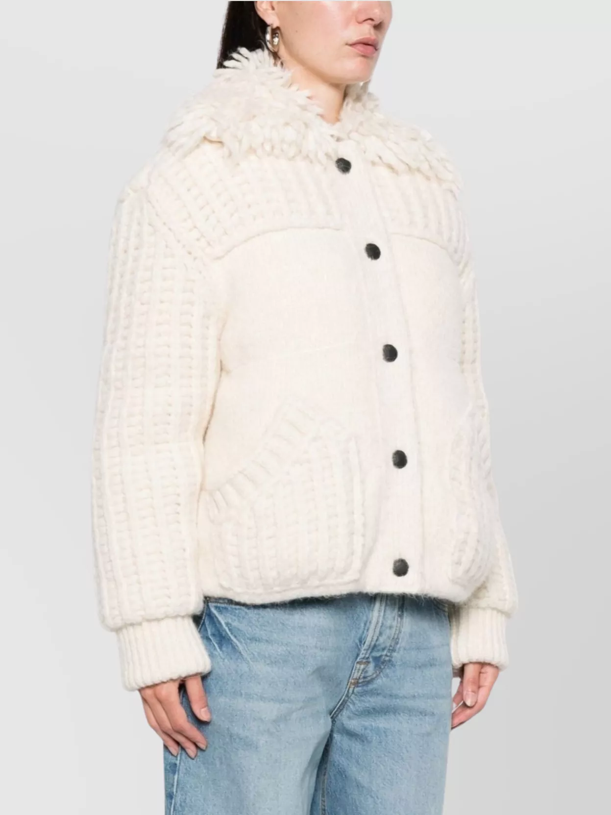 Moncler Grenoble Knitwear Cardigan With High Collar And Pockets