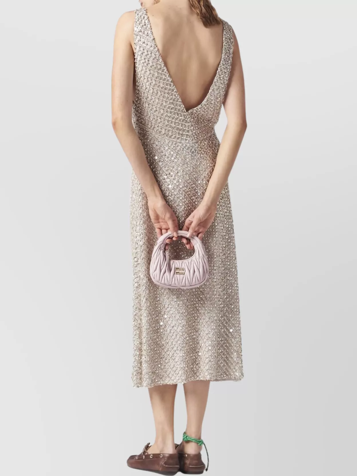Miu Miu Chiffon Dress Embroidered Open Back