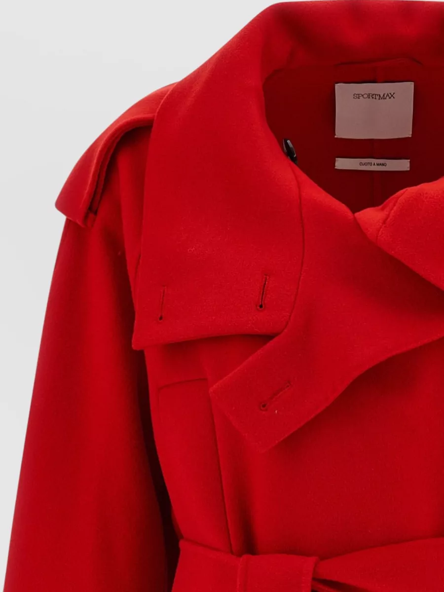 Sportmax Virgin Wool Short Double-Breasted Trench Coat