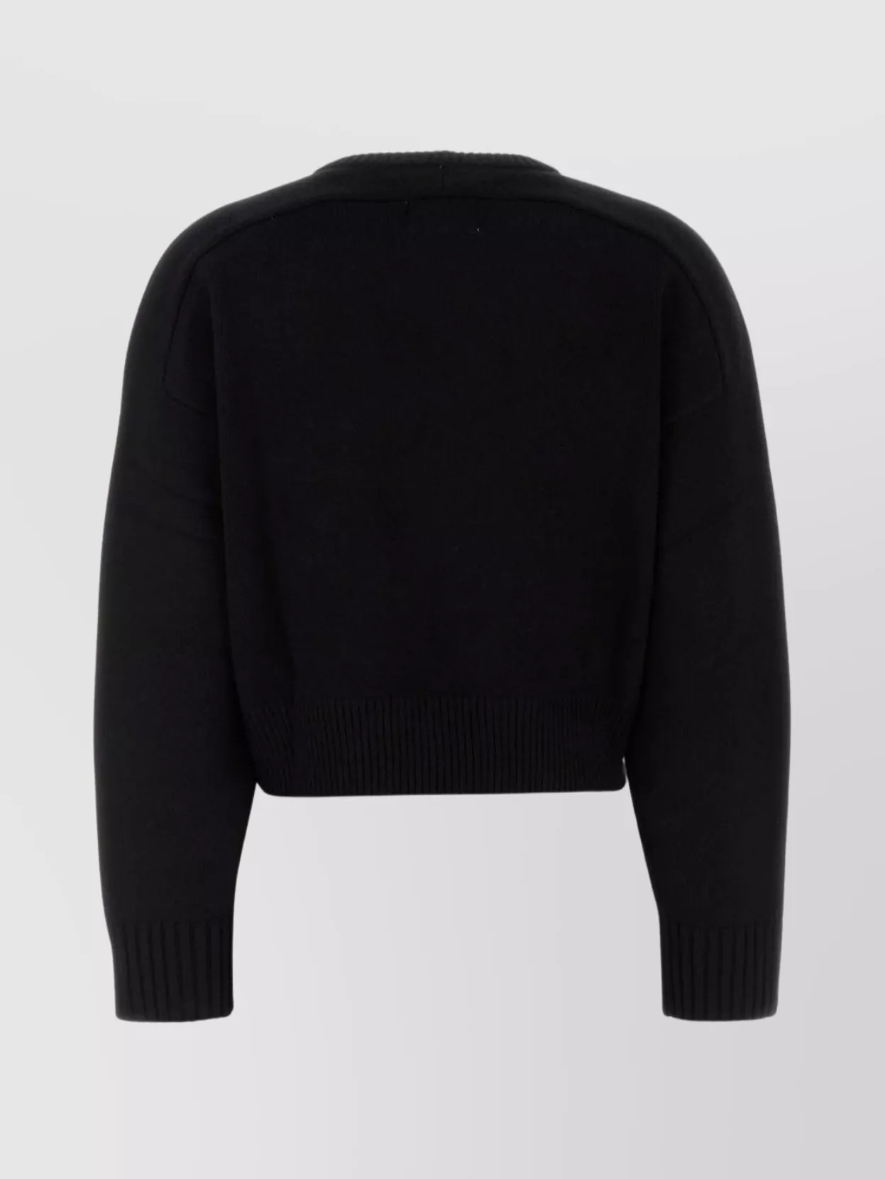 Loulou Studio Crew Neck Bruzzi Knit Sweater With Ribbed Cuffs And Hem In Black