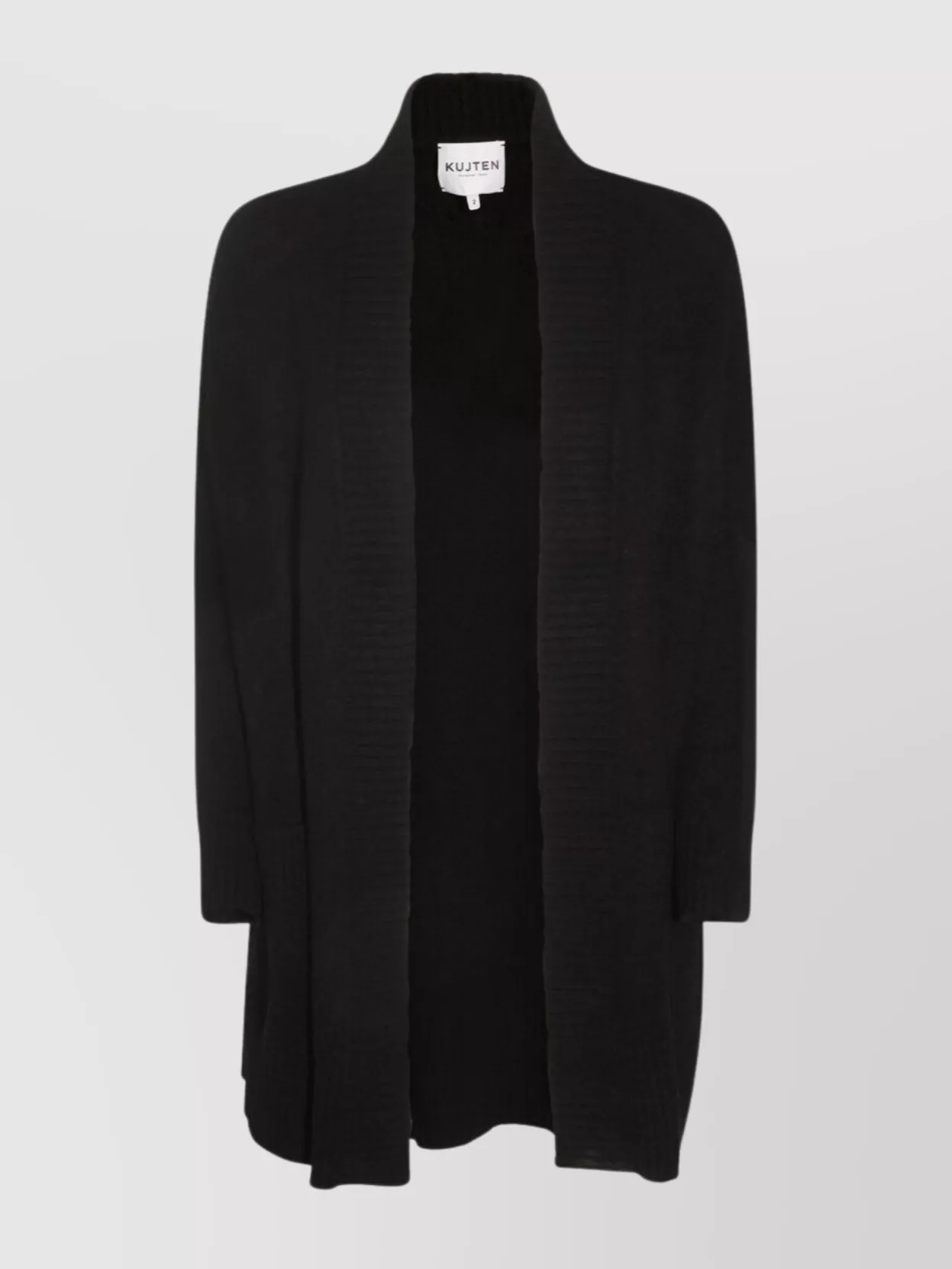 Kujten Longline Knitwear With Ribbed Cuffs And Hem In Black