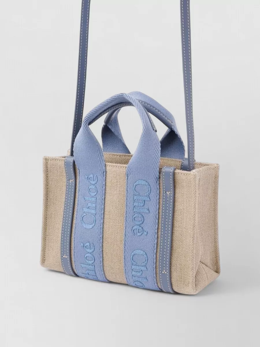 Chloé Woody Mini Linen Tote Bag