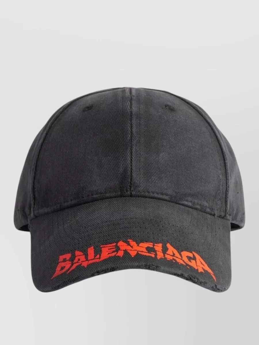 Balenciaga distressed cotton logo cap