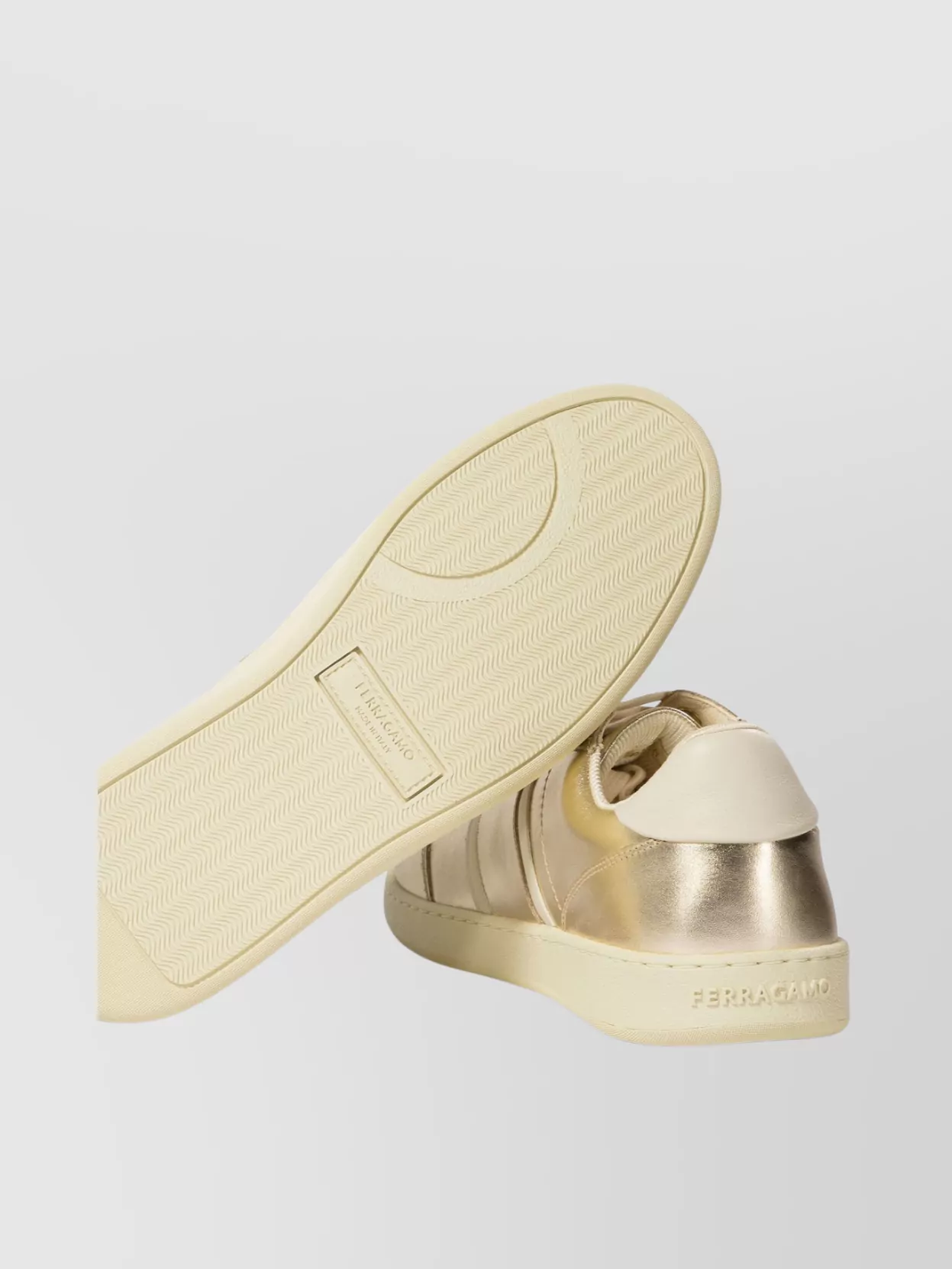 Ferragamo Low-top Metallic Finish Rubber Sole Sneakers
