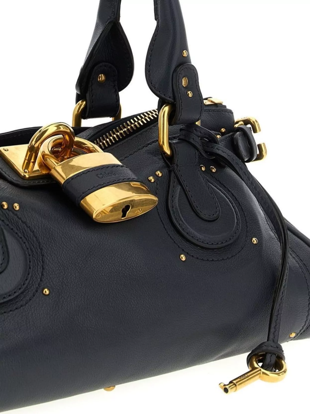 Chloé Structured Shoulder Bag With Padlock And Studs
