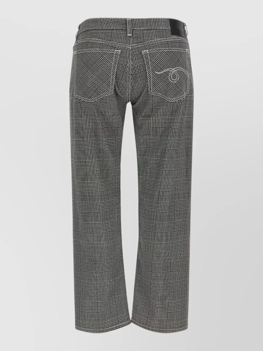 R13 printed glen plaid low-rise cropped straight-leg trousers