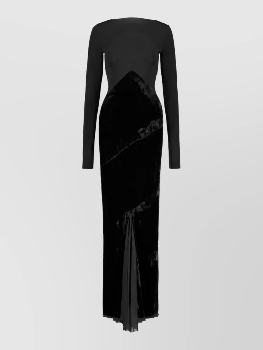 Rick Owens silk panelled slim-fit long-sleeve maxi dress
