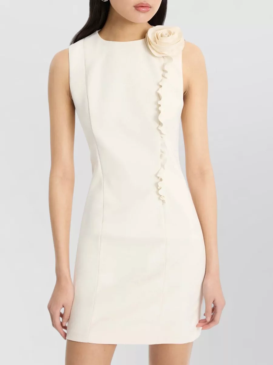 Rotate Crepe Flower Appliqué Mini Dress