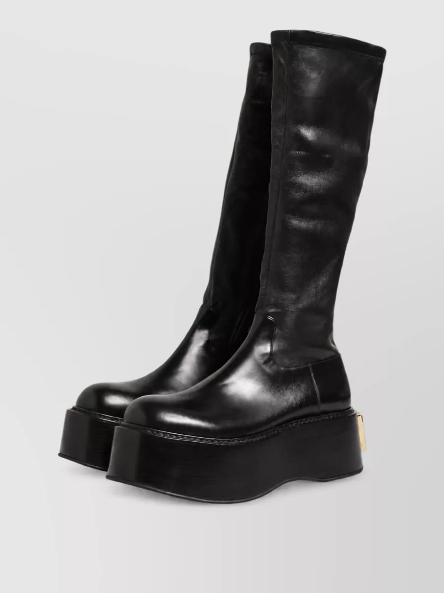 Dolce&Gabbana Leather Platform Knee-High Boots