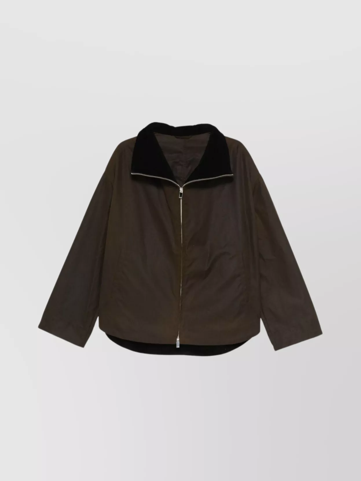 Totême Organic Cotton Zip Up Jacket In Brown