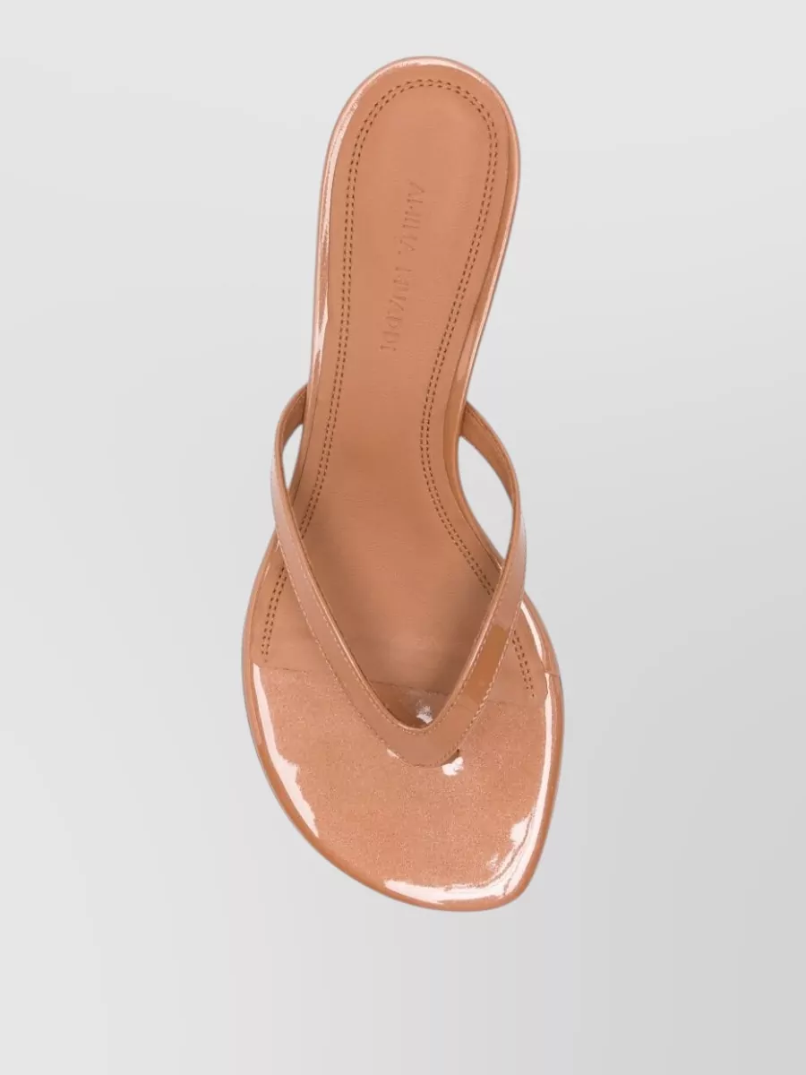 Amina Muaddi Patent Leather Thong Mules