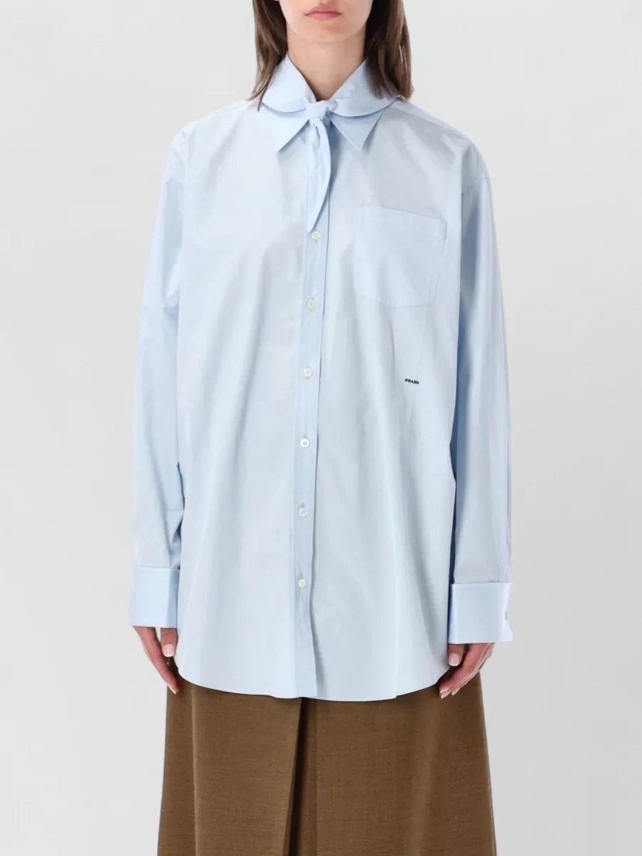 Prada cotton oversized shirt with scarf detail