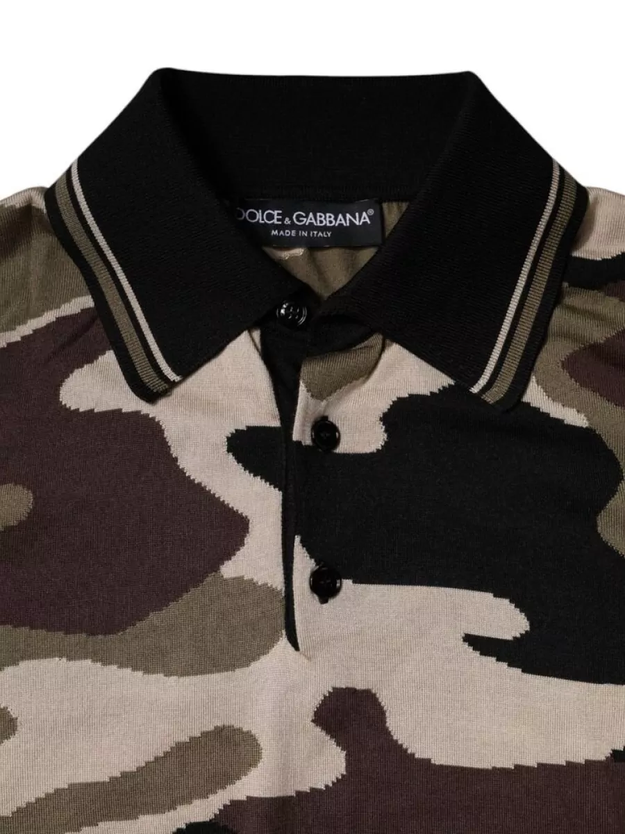 Dolce&Gabbana Silk Camouflage Polo Shirt