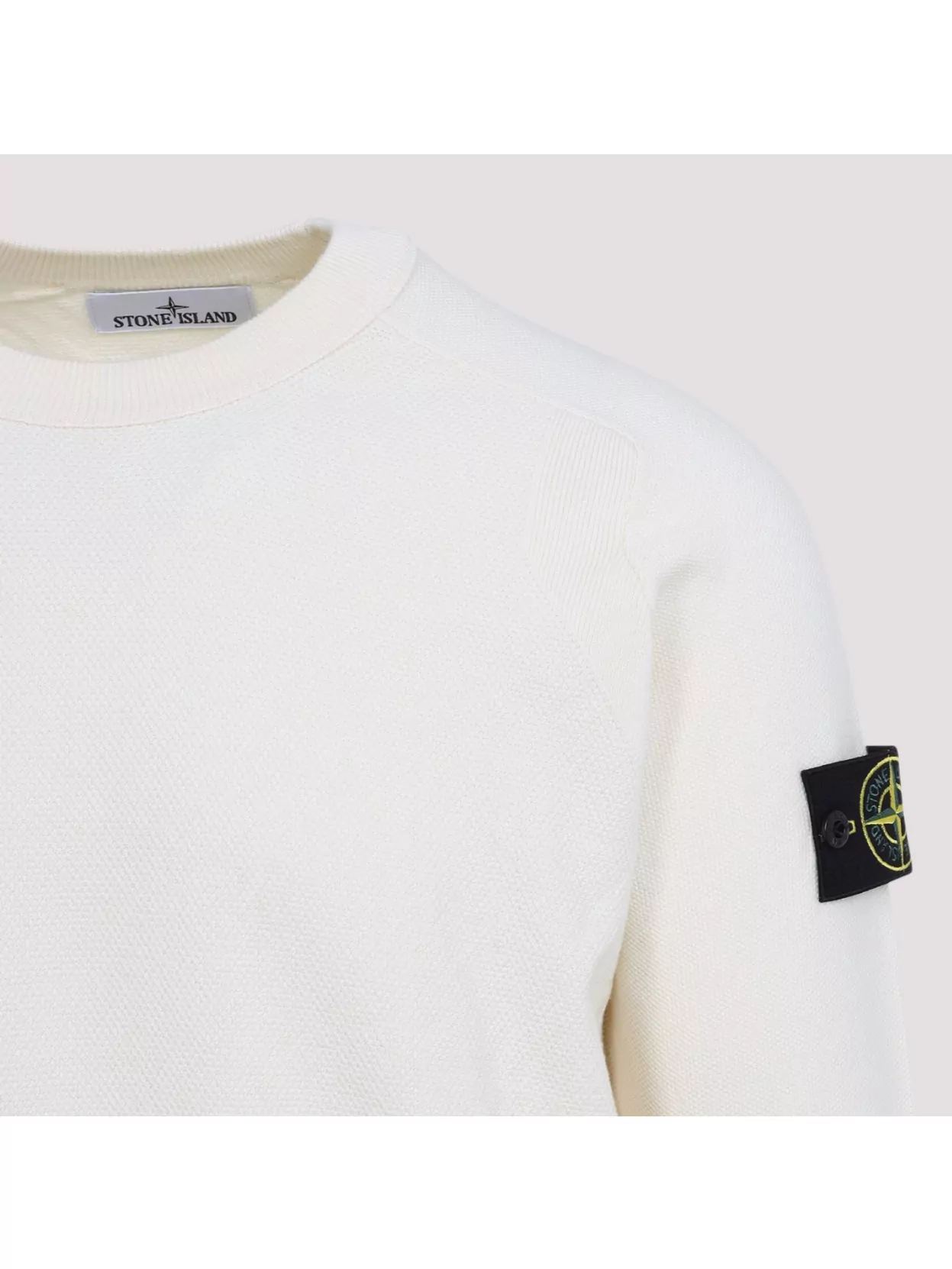 Stone Island Wool Blend Sweatshirt With Iconic Logo Patch And Timeless Design In Neutrals