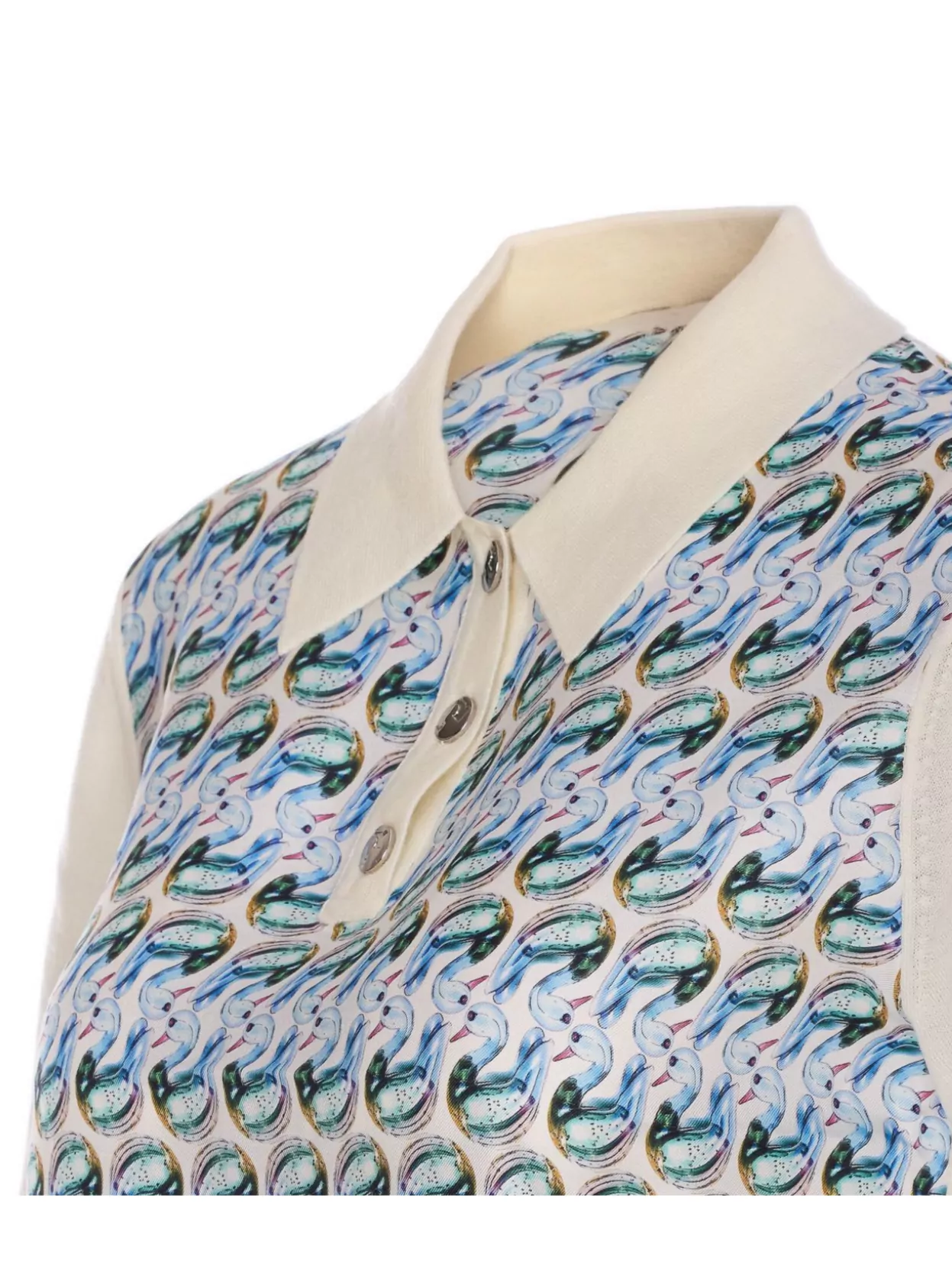Tory Burch Patterned Front Top With Classic Polo Collar