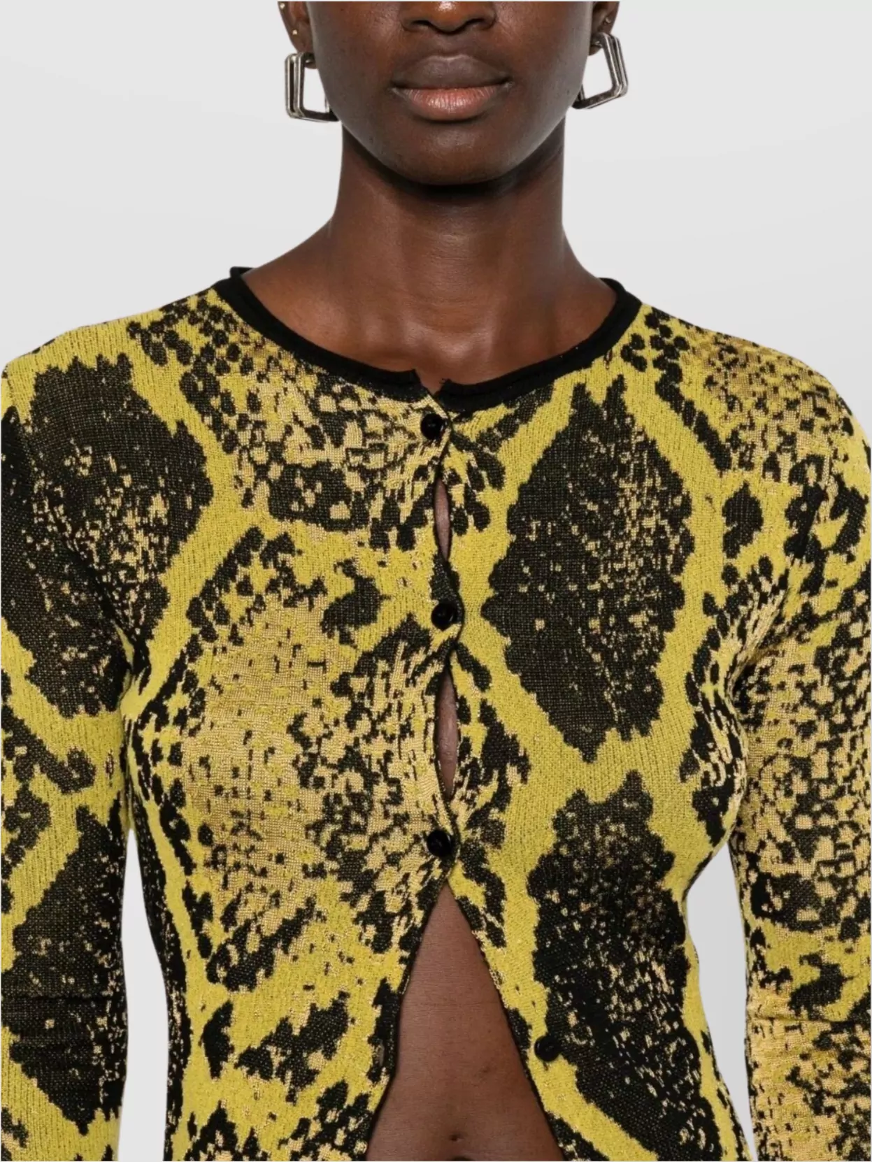 The Attico Snakeskin Intarsia Knitwear Cardigan With Flared Cuffs