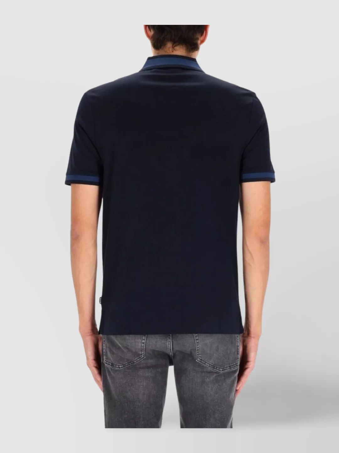Boss Polo Shirt With Ribbed Cuffs And Short Sleeves