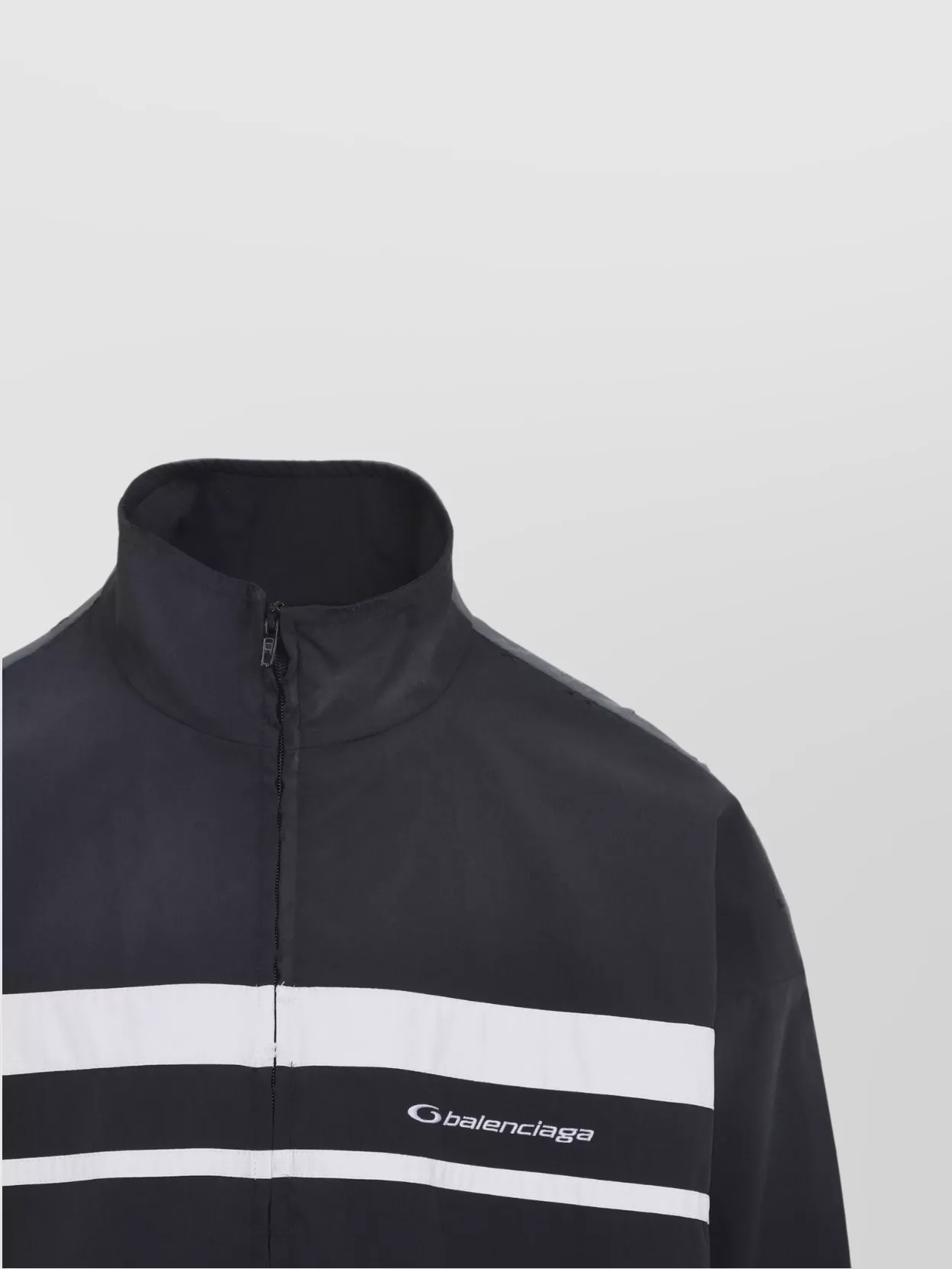 Balenciaga Color Block Design Jacket With Elastic Cuffs In Black