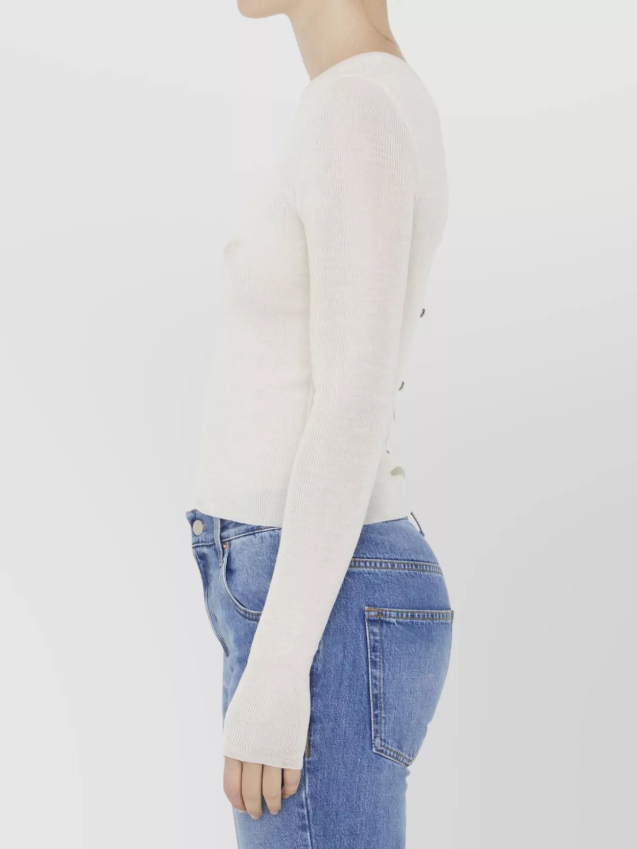 Gucci Wool Jumper Ultra-Fine Ribbed Crewneck Button