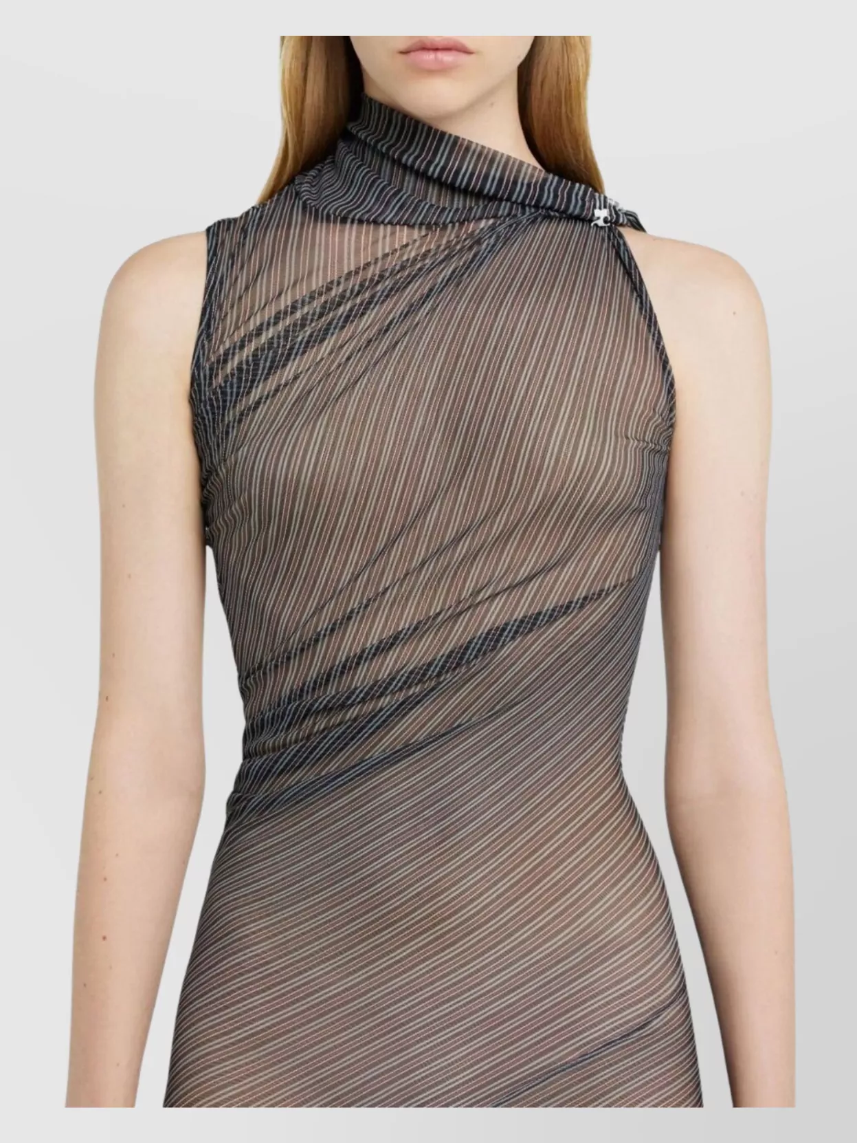 Shop Courrèges Knee Length Dress With Asymmetric Neckline