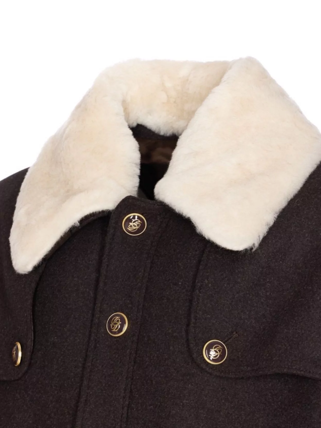 Drôle De Monsieur Long Sleeve Jacket With Faux Fur Collar