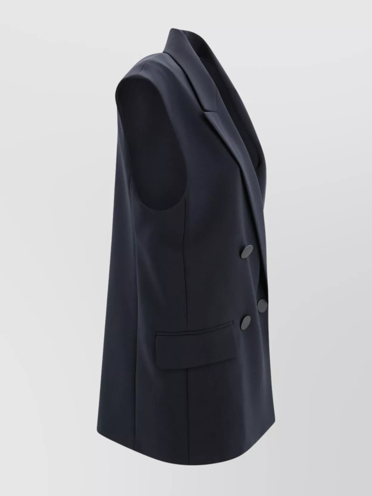 S Max Mara Sleeveless Double-Breasted Blazer Notched Lapel