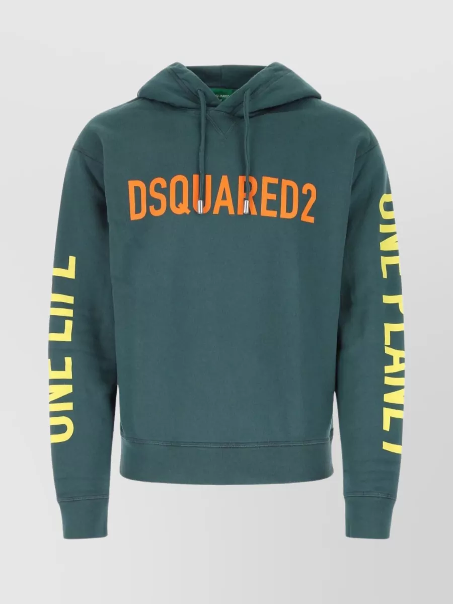 Shop Dsquared2 Cotton Drawstring Hooded Sweatshirt In Green