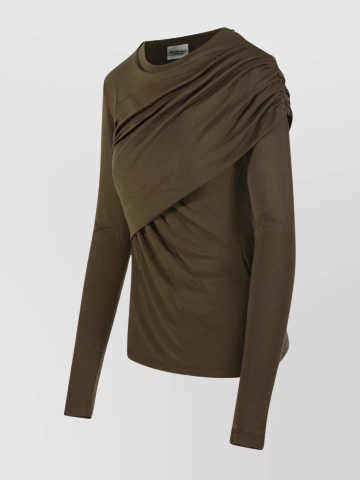 Isabel Marant Étoile Asymmetric Long Sleeve Draped T-shirt In Brown