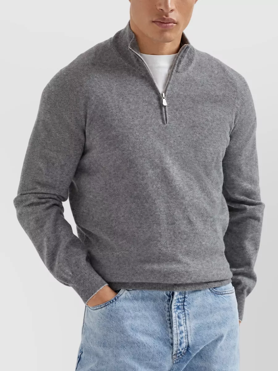 Brunello Cucinelli Cashmere Half Zip Sweater