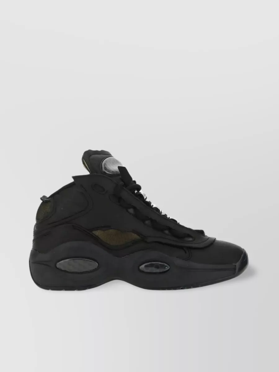 Shop Reebok Sculpted Leather Sneakers With Distinctive Sole In Black