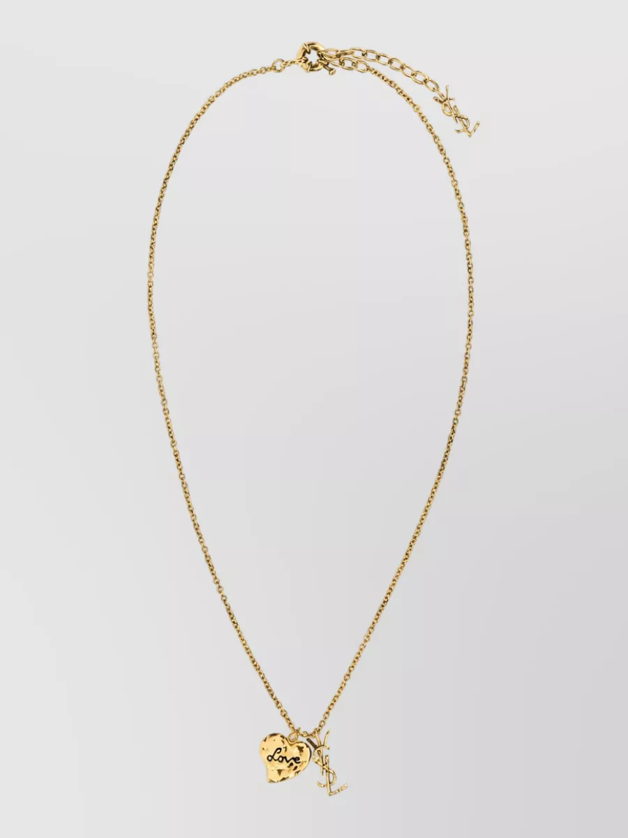 Saint Laurent brass heart pendant necklace