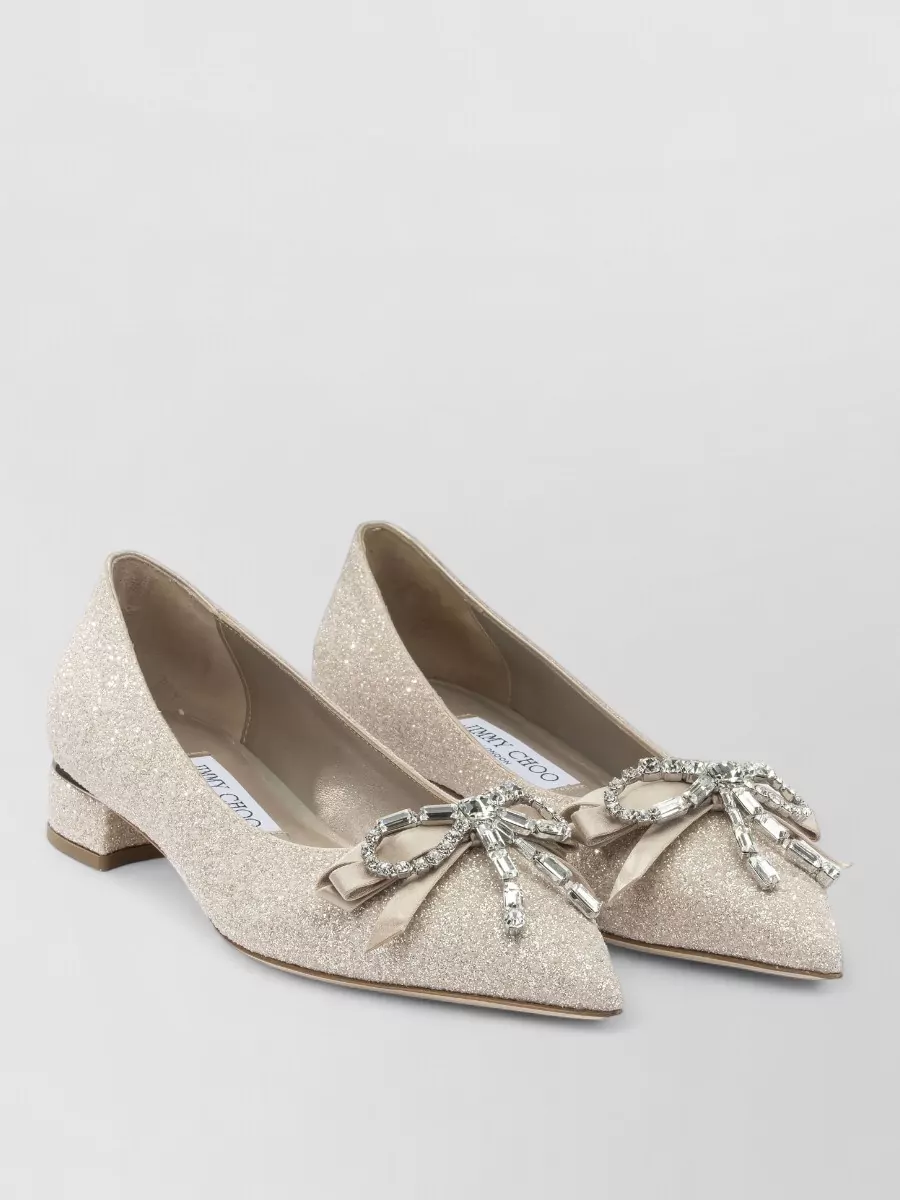 Jimmy Choo Crystal-Embellished Leather Ballerina Flats