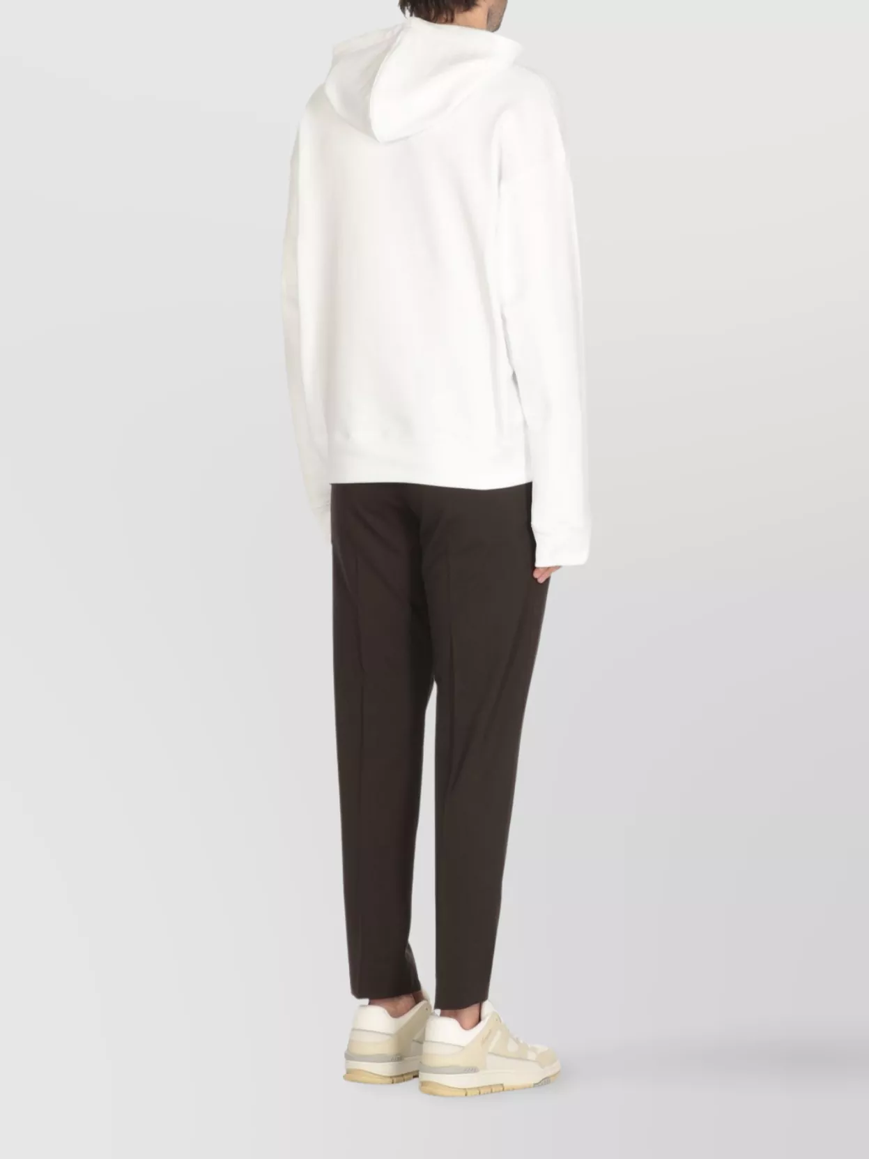 Moschino Drawstring Hooded Sweater Kangaroo Pocket In White